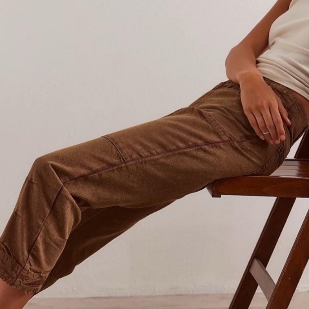 FREE PEOPLE x WE THE FREE SuperSonic Slim Cropped Brown Jeans Size 2 - Picture 4 of 12